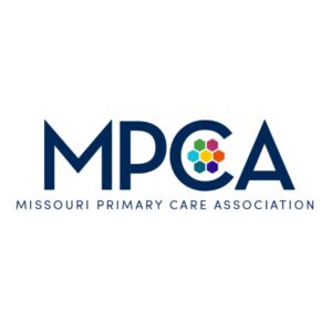 Logo for Missouri Primary Care Association featuring the initials MPCA in large blue letters, with a multicolored hexagonal design inside the letter C, and the full name below in smaller blue text.